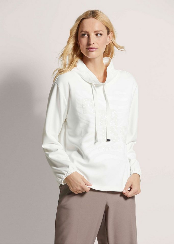 MADELEINE Langarmshirt Lässiges Sweatshirt mit Print Moderner Winterpullover mit Stehkragen, Bändchen-Durchzug und Langarm von MADELEINE