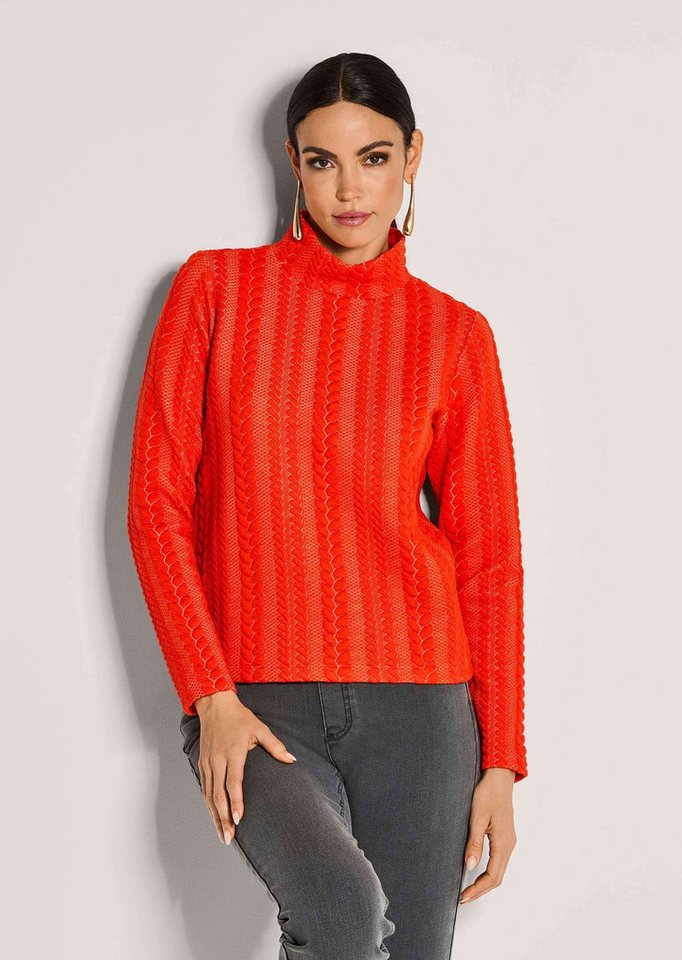 MADELEINE Langarmshirt Sweatshirt mit Zopfstruktur Kastige Silhouette mit Reißverschluss und Zopfstruktur von MADELEINE