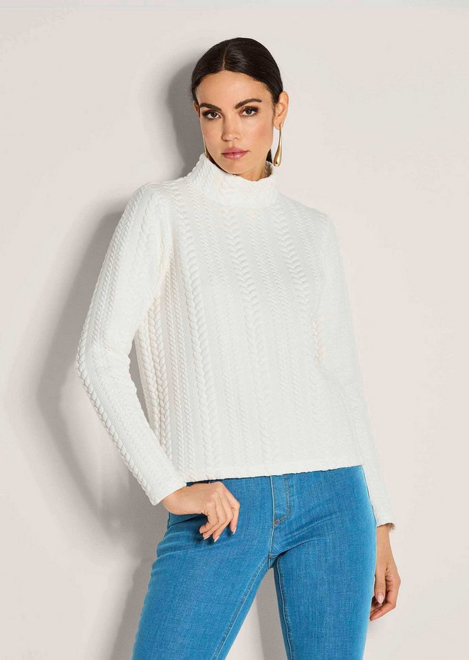 MADELEINE Langarmshirt Sweatshirt mit Zopfstruktur Kastige Silhouette mit Reißverschluss und Zopfstruktur von MADELEINE