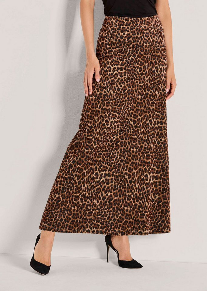 MADELEINE Maxirock Eleganter Samtrock im Leo-Design Stilvoller Druckrock mit Formbund und Knöchellänge von MADELEINE