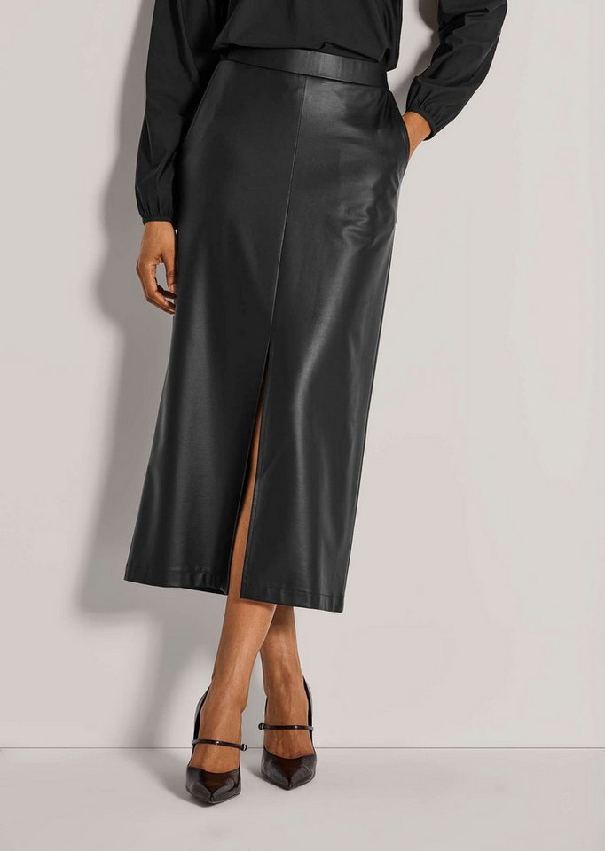 MADELEINE Maxirock Eleganter Rock aus Leder-Imitat Rock mit elegantem Schlitz, wadenlang MADELEINE Maxirock Eleganter Rock aus Leder-Imitat Rock mit elegantem Schlitz, wadenlang von MADELEINE