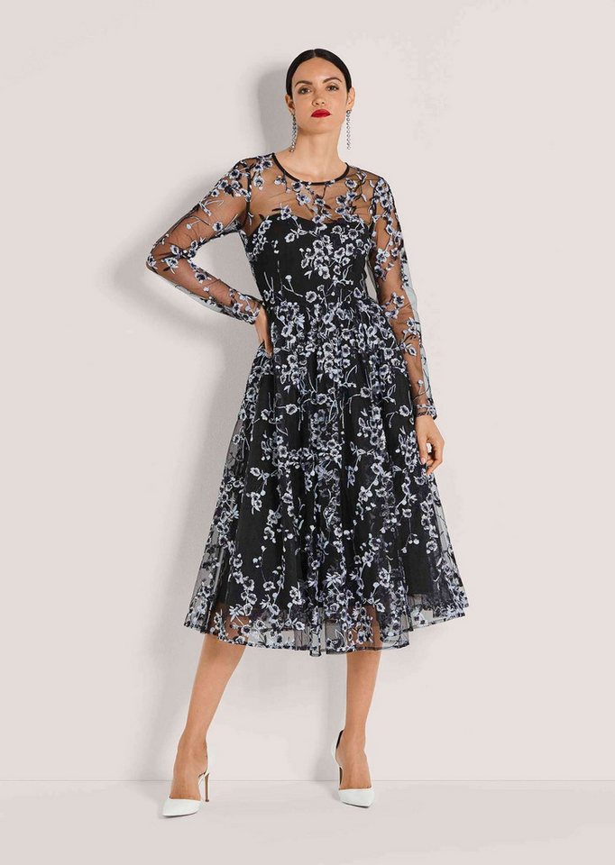 MADELEINE Midikleid Etuikleid mit Blumenmuster Eventkleid mit Rundhals, Knielänge und Langarm von MADELEINE