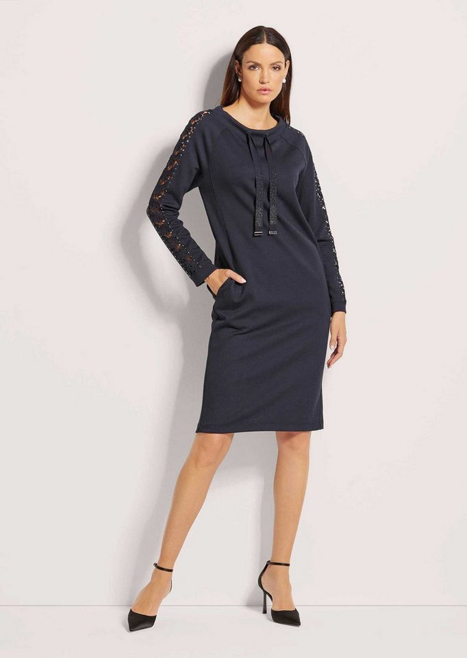 MADELEINE Midikleid Stretch-Kleid mit Spitze und Strass Jersey-Kleid mit Rundhalsausschnitt, Taschen von MADELEINE