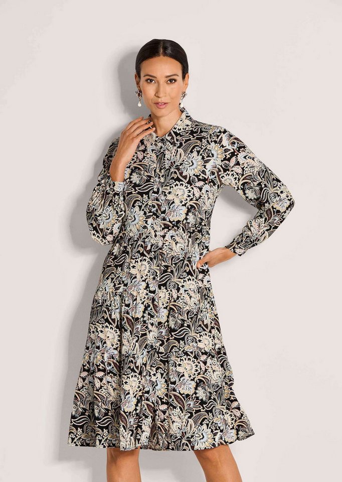 MADELEINE Midikleid Druck-Damenkleid mit Knopfleiste Mit floralem Muster, Hemdkragen und langen Ärmeln von MADELEINE