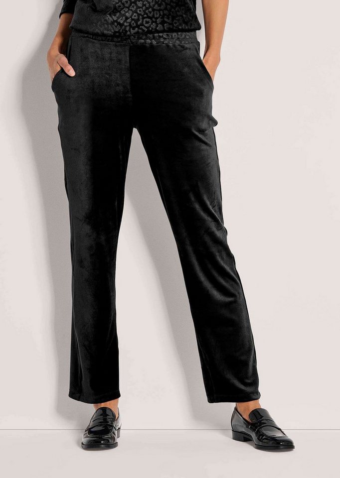 MADELEINE Schlupfhose Kurzgröße: Elegante Hose mit Leo-Print Schlupfbund und seitliche Taschen, Nicki-Qualität von MADELEINE