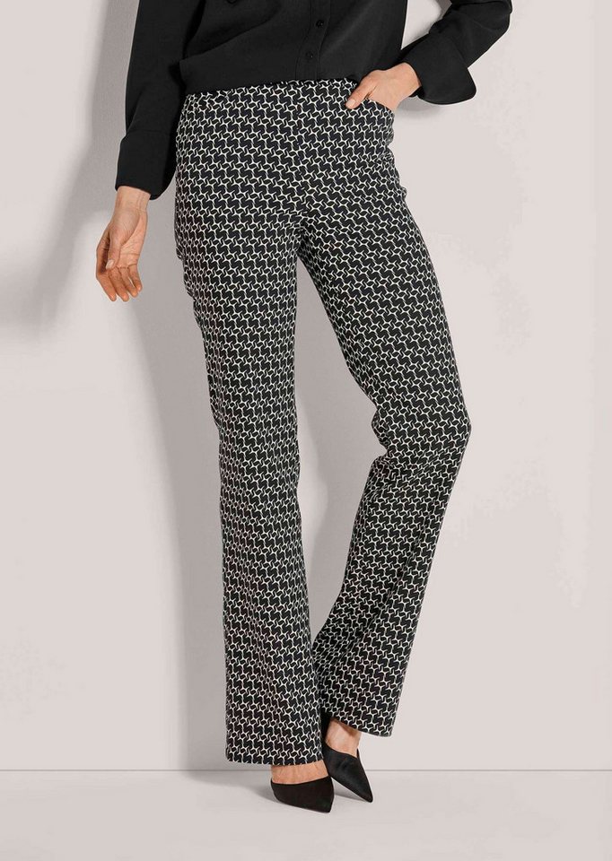 MADELEINE Schlupfhose Elastische Printhose mit grafischem Muster Jacquardhose mit Bügelfalten und Schlupfbund von MADELEINE