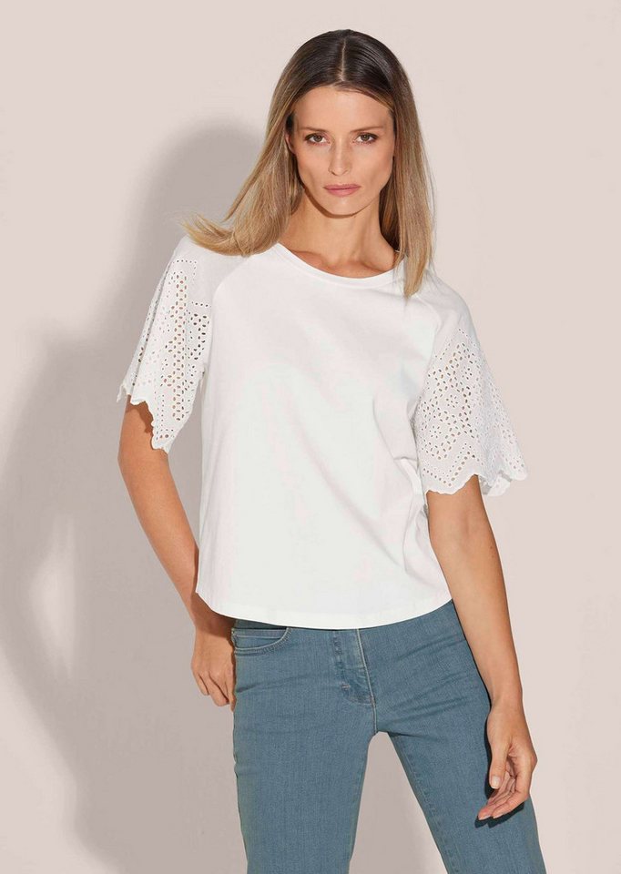 MADELEINE Shirtbluse Kurzes Blusen-Shirt im Material-Mix von MADELEINE