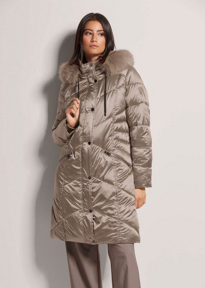 MADELEINE Steppjacke Lange Kapuzen-Jacke mit Webpelz von MADELEINE