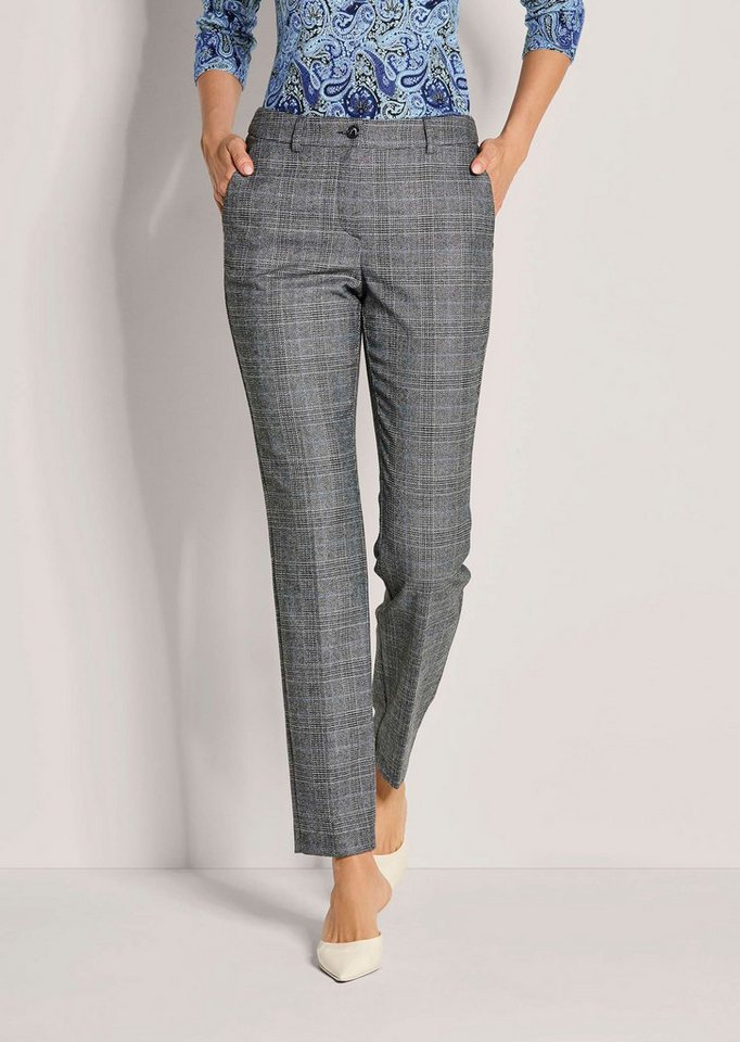 MADELEINE Stoffhose Kurzgröße: Glencheck-Hose mit Stretch Elegante Hose in schmalem Schnitt, Formbund, Glencheck-Muster von MADELEINE