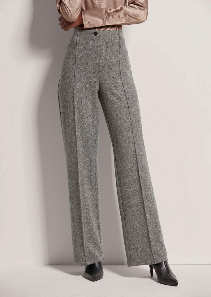 MADELEINE Bügelfaltenhose Palazzohose mit weitem Bein Bundlose Hose mit weiter Beinform, Knopf- und Zippverschluss von MADELEINE