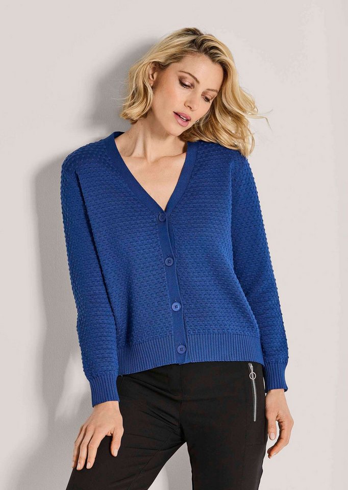 MADELEINE Strickjacke Eleganter Cardigan mit V-Ausschnitt Jacke mit Noppenstruktur, Knopfleiste und Langarm von MADELEINE