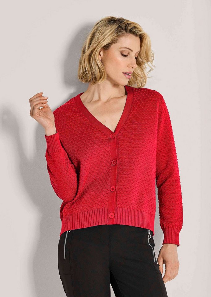 MADELEINE Strickjacke Eleganter Cardigan mit V-Ausschnitt Jacke mit Noppenstruktur, Knopfleiste und Langarm von MADELEINE