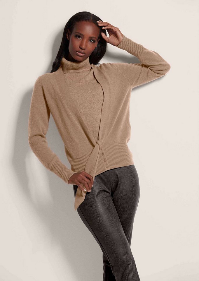 MADELEINE Strickjacke Kaschmir-Strickjacke mit tiefem V-Ausschnitt und Bindeband von MADELEINE