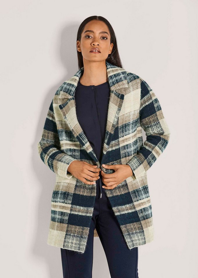 MADELEINE Strickjacke Dünner Mantel aus italienischem Garn Karo-Mantel mit Reverskragen, zweireihig von MADELEINE