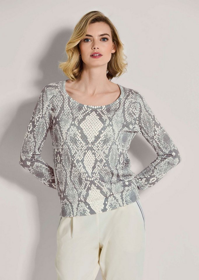MADELEINE Strickpullover Ajour-Pullover mit Unikat-Print von MADELEINE