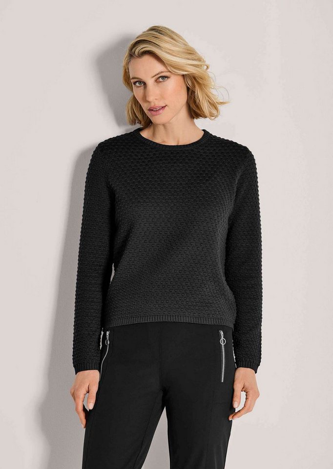 MADELEINE Strickpullover Eleganter Baumwollpullover mit Noppenstruktur Herbstlicher Pullover mit Rundhals, Rippenabschlüssen und Langarm von MADELEINE