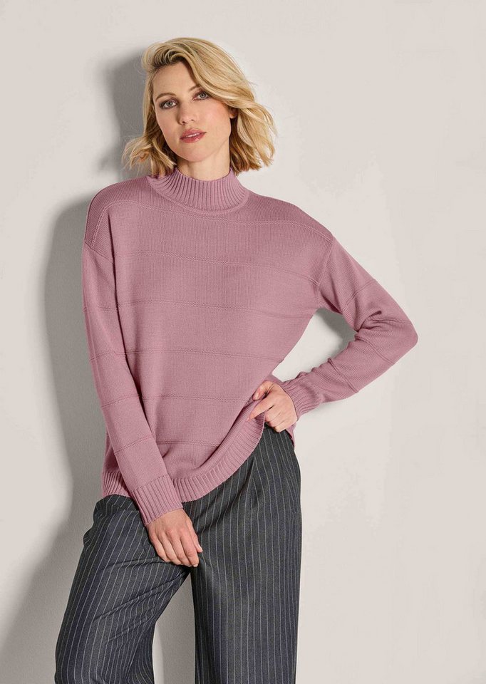 MADELEINE Strickpullover Eleganter Wollpullover mit Querstruktur Strukturpullover mit Stehkragen und Langarm von MADELEINE