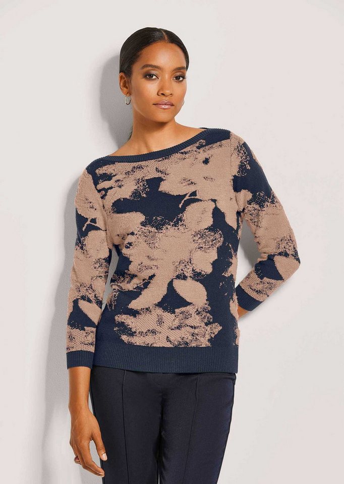 MADELEINE Strickpullover Jacquardpullover mit Druck, Langarm Wolloberteil in weicher Jersey-Qualität mit U-Boot-Ausschnitt, Halbarm MADELEINE Strickpullover Jacquardpullover mit Druck, Langarm Wolloberteil in weicher Jersey-Qualität mit U-Boot-Ausschnitt, Halbarm von MADELEINE