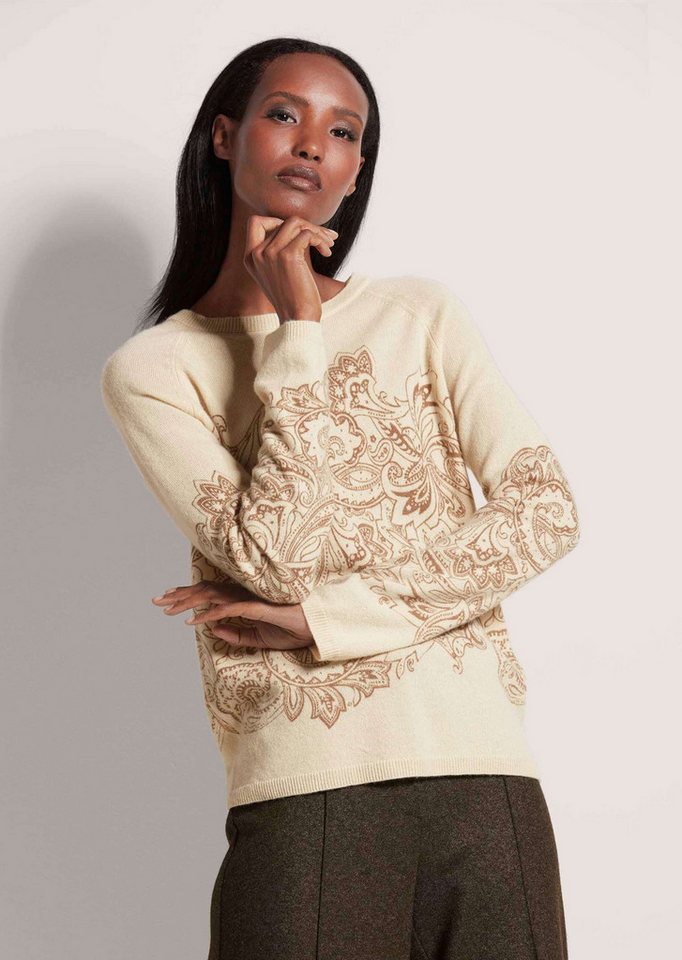 MADELEINE Strickpullover Kaschmirpullover mit einzigartigem Print Langarm Pullover mit Rundhals, Raglanärmel, Rippenbündchen von MADELEINE