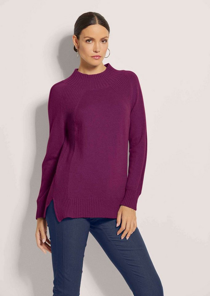 MADELEINE Strickpullover Kuschliger Longpullover im Strukturmix von MADELEINE