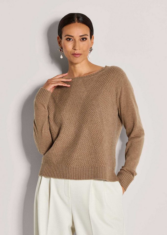 MADELEINE Strickpullover Luxuriöser Wollpullover mit Jacquard-Muster Herbstpullover mit Rundhalsausschnitt und langen Ärmeln von MADELEINE