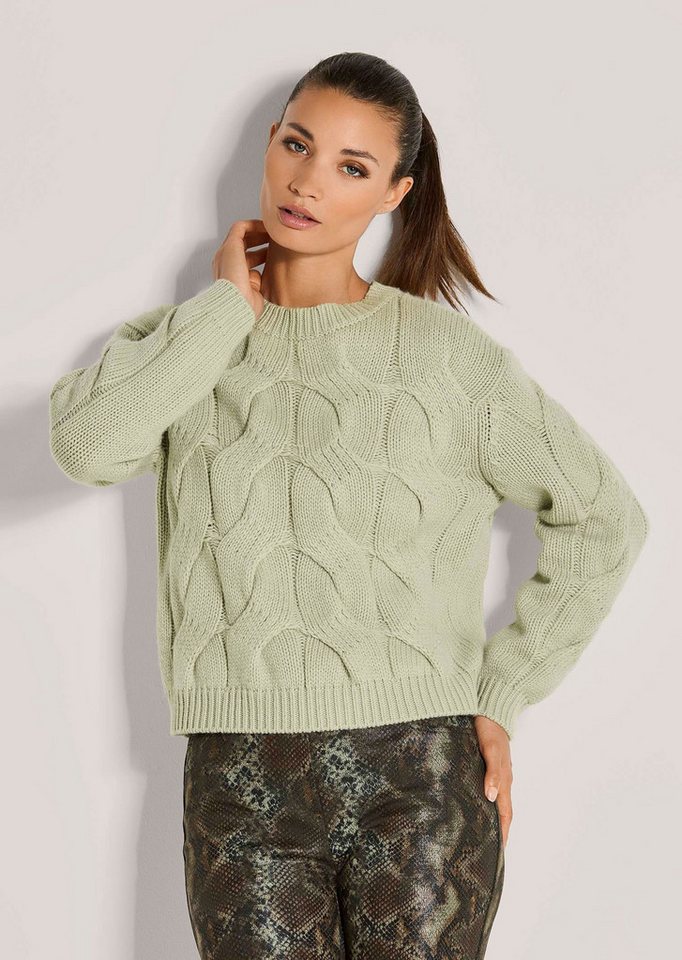 MADELEINE Strickpullover Moderner Wollpullover mit Zopfmuster Herbstsweater mit Rundhals und Langarm von MADELEINE