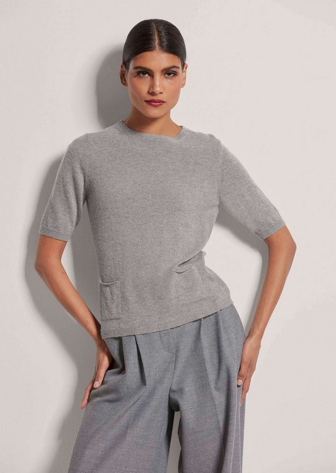 MADELEINE Strickpullover Feinstrickpullover mit Kaschmiranteil Rundhals Pullover mit kurzen Armen, Taschen, Kaschmir von MADELEINE