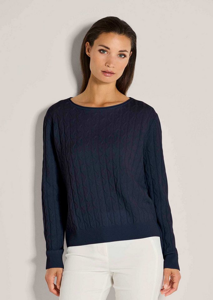 MADELEINE Strickpullover Eleganter Wollpullover mit Zopfmuster Rippstrickpullover mit Rundhals und langen Ärmeln MADELEINE Strickpullover Eleganter Wollpullover mit Zopfmuster Rippstrickpullover mit Rundhals und langen Ärmeln von MADELEINE
