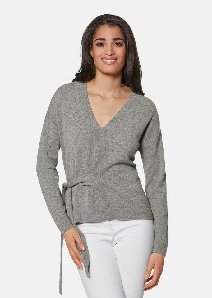 MADELEINE Strickpullover V-Pullover mit Bindeband von MADELEINE