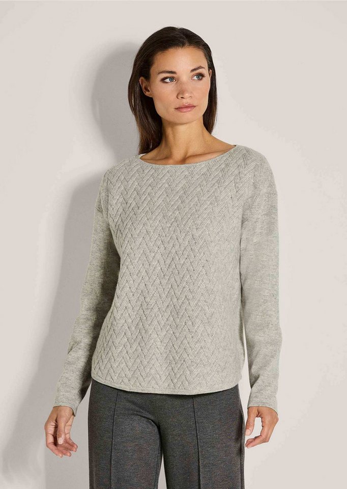 MADELEINE Strickpullover Eleganter Jacquard-Pullover mit Zick-Zack-Muster Wollpullover mit Rundhals, Rippstrickabschlüssen und Langarm von MADELEINE