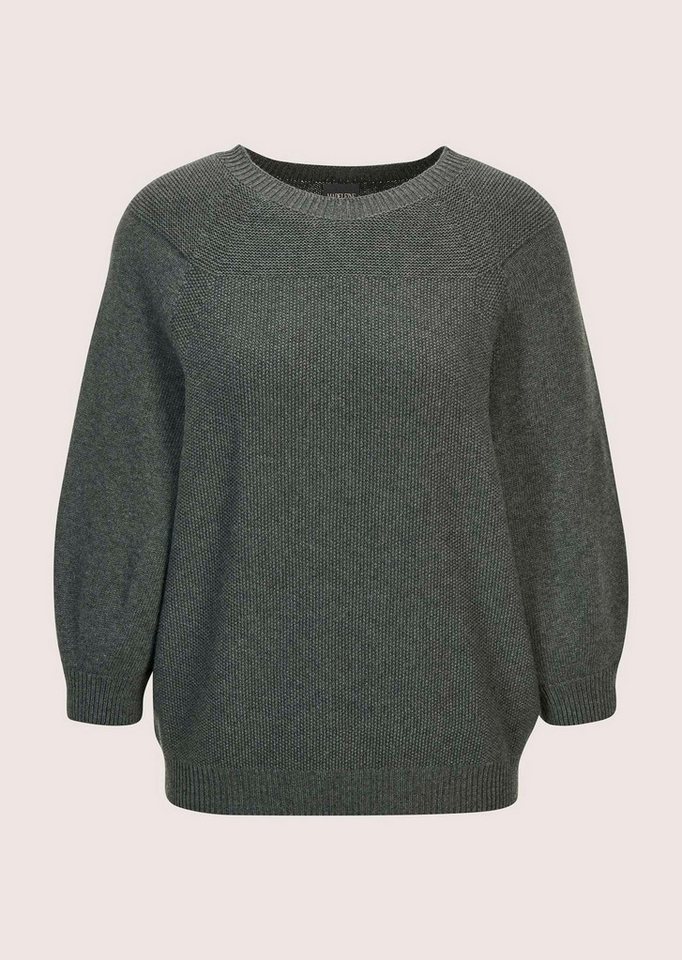 MADELEINE Strickpullover Zeitloser Baumwollpullover mit Perlfang-Muster Herbstpullover mit 3/4-Ärmeln und Rundhals von MADELEINE