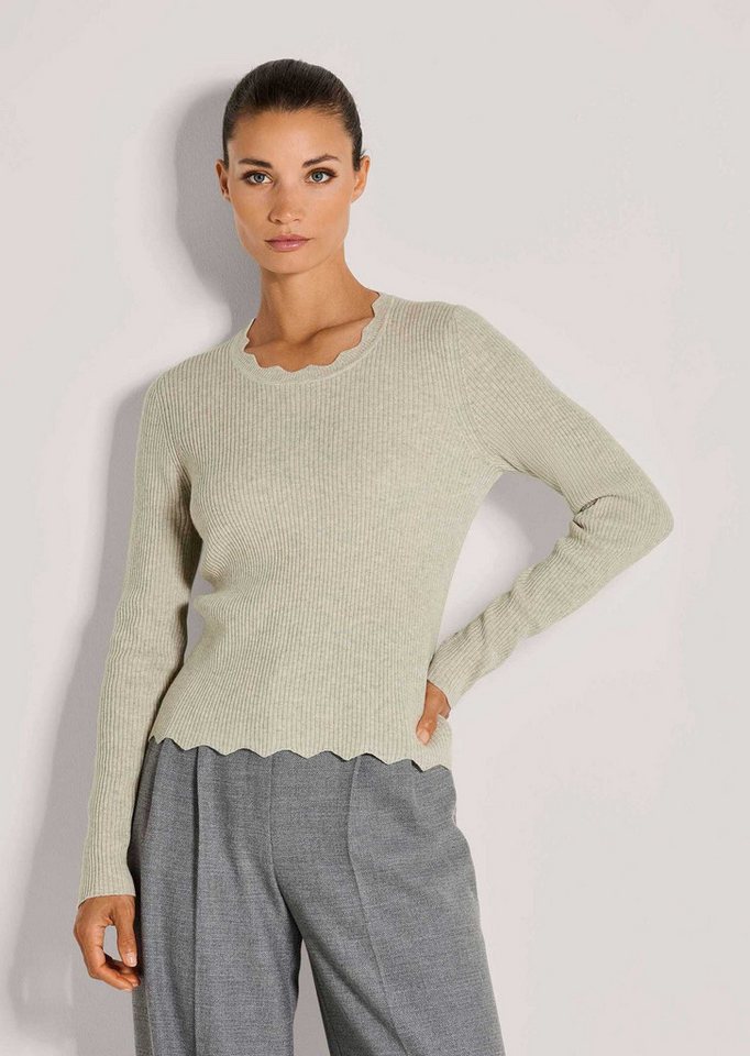 MADELEINE Strickpullover Leichter Viskosepullover mit gewelltem Saum Tailliertes Langarmshirt mit Rundhals und langen Ärmeln von MADELEINE