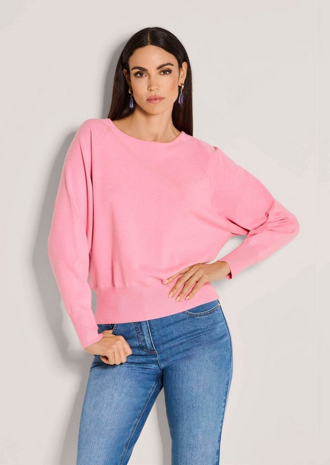 MADELEINE Strickpullover Basic Strickpullover mit Fledermausärmeln Langarm Strickoberteil mit U-Boot-Ausschnitt, Raglanärmeln von MADELEINE