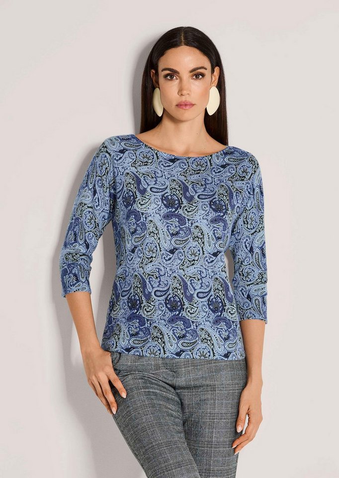 MADELEINE Strickpullover Leichter Feinstrickpullover mit Paisley-Muster Printshirt mit U-Boot-Ausschnitt und 3/4-Ärmeln von MADELEINE