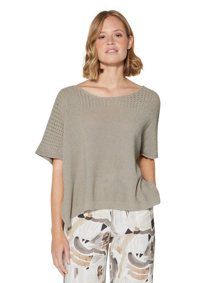 MADELEINE Strickpullover Kurzarm-Pullover mit Ajour-Partien und Glanzgarn-Effekt von MADELEINE