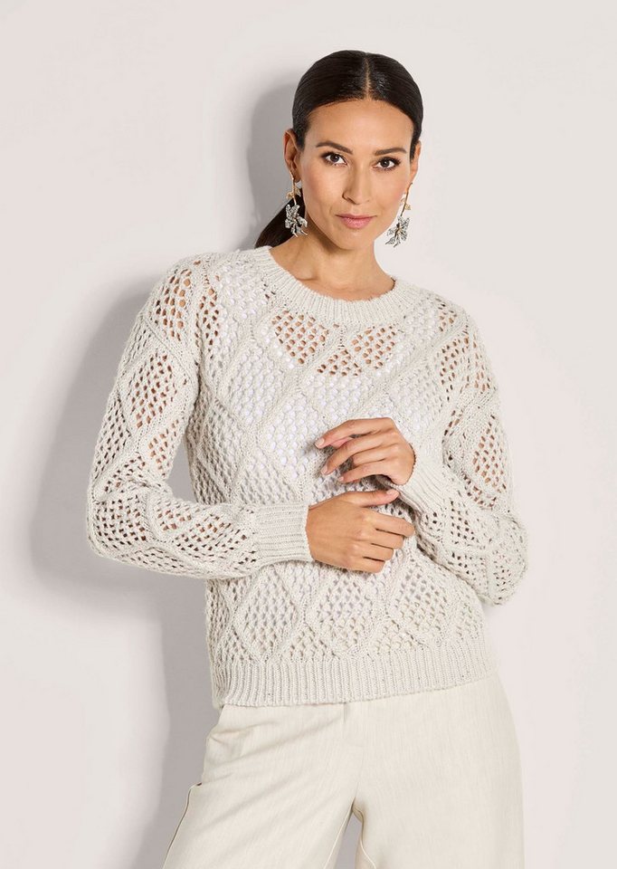 MADELEINE Strickpullover Stilvoller Grobstrickpullover mit Ajour-Muster Leichter Herbstpullover mit U-Boot-Ausschnitt und langen Ärmeln von MADELEINE