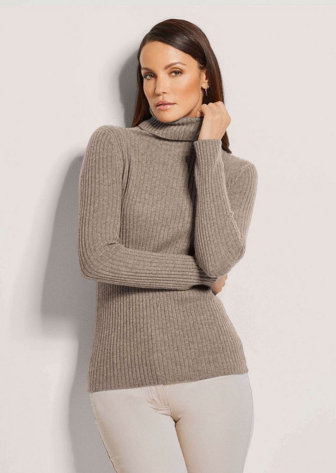 MADELEINE Strickpullover Rollkragenpullover aus Kaschmir Luxuriöser Rippstrick mit langem Rollkragen von MADELEINE