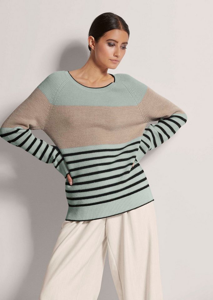 MADELEINE Strickpullover Schurwoll-Pullover mit Perlfang-Struktur von MADELEINE
