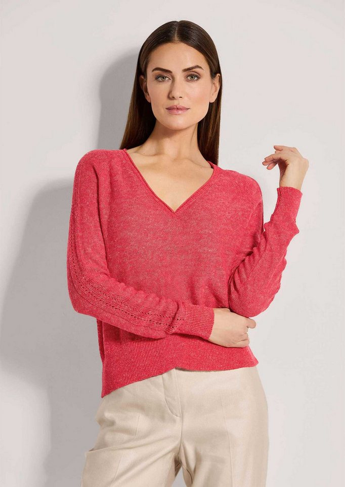 MADELEINE Strickpullover V-Pullover mit Pointelle-Muster von MADELEINE
