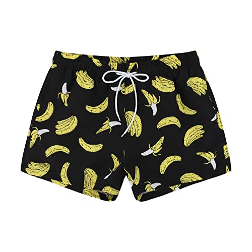 MADHERO Herren-Badehose, kurz, lustig, mit Netzfutter, 7,6 cm, Black Banana, Medium MADHERO Herren-Badehose, kurz, lustig, mit Netzfutter, 7,6 cm, Black Banana, Medium von MADHERO