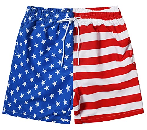 MADHERO Herren Badehose mit lustigem Muster und Netzfutter, Amerikanische Flagge, XL von MADHERO