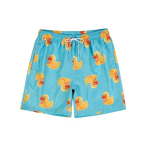 MADHERO Herren-Badehose mit lustigem Muster und Netzfutter, Blaue Ente, X-Large von MADHERO