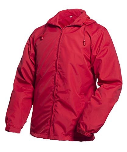 MADHERO Herren Windbreaker Abnehmbare Kapuze Leichte Wasserabweisende Regenjacke - Rot - Groß von MADHERO