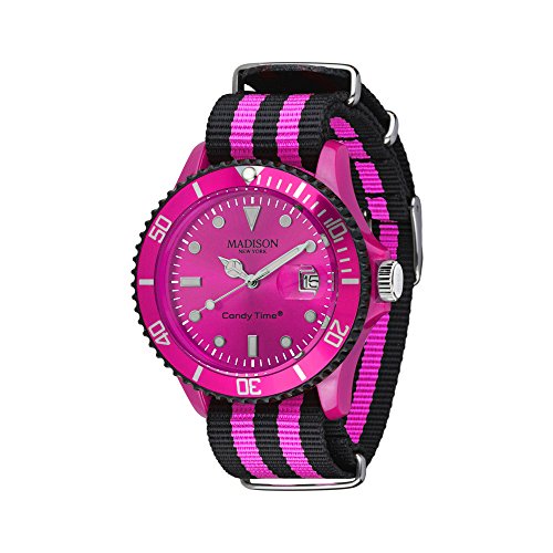 MADISON NEW YORK Unisex-Armbanduhr Candy Time Sailor Analog Quarz Nylon U4616-05/1 von MADISON NEW YORK