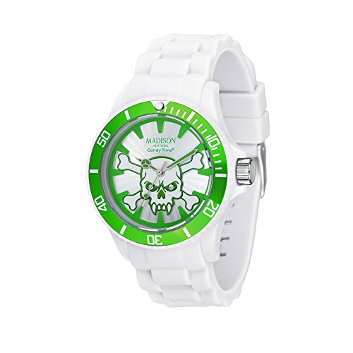 MADISON NEW YORK Unisex-Armbanduhr Candy Time Stay Alive Analog Quarz Silikon U4618-10 von MADISON NEW YORK