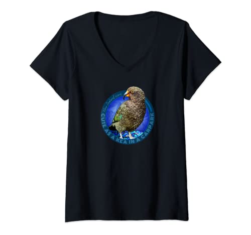 Damen Niedlich wie ein Kea in einem Carpark Kiwi Vogel T-Shirt mit V-Ausschnitt Damen Niedlich wie ein Kea in einem Carpark Kiwi Vogel T-Shirt mit V-Ausschnitt von MADJACK TEES