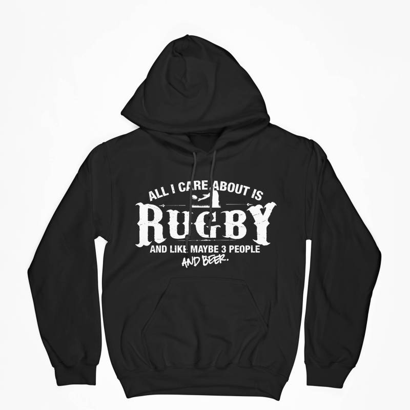 All I Care About Is Rugby & Like Maybe 3 People & Beer Hoodie Outdoor-Teamsport Kapuzenpullover Herren Damen Jugend Mlg-1321 von MADLABSTEES