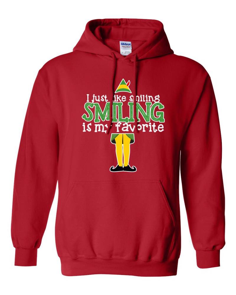 I Just Like Smiling Is My Favourite Hoodie Elf T-Shirt Christmas Party Shirt Kapuzenpullover Pullover Fleece Lustiges Dt-649 von MADLABSTEES
