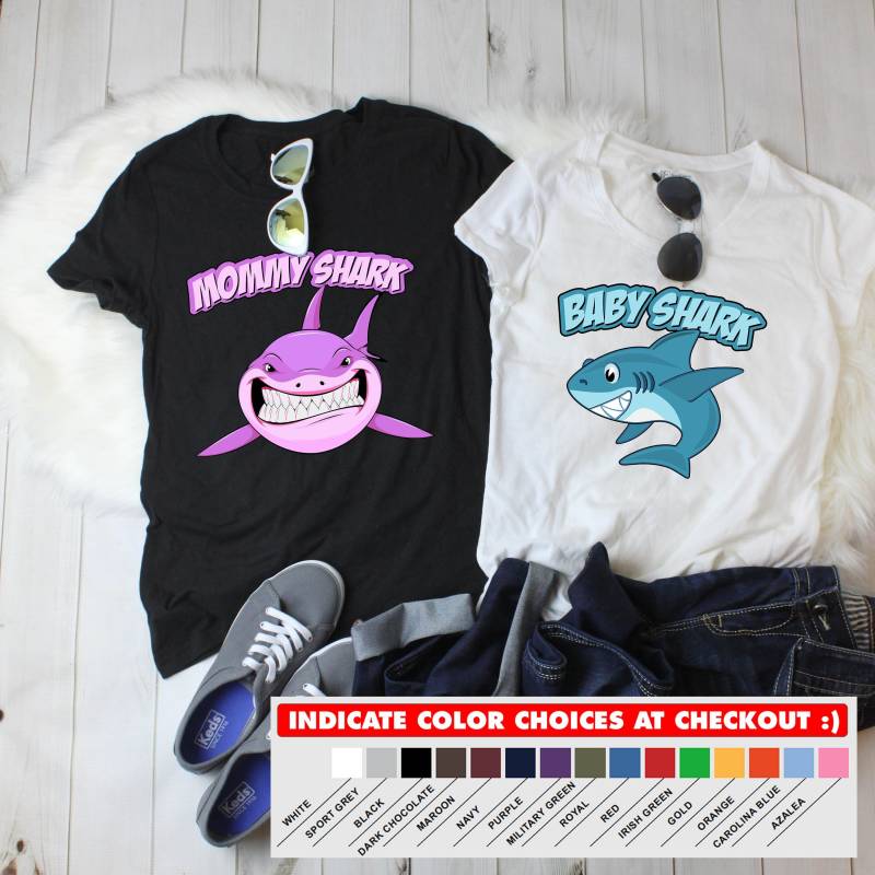 Mutter Sohn Passende Shirts Baby Hai T Mommy T-Shirts Mama Und Tochter Geschenke Familie Outfits Papa Mädchen War-002-003 von MADLABSTEES