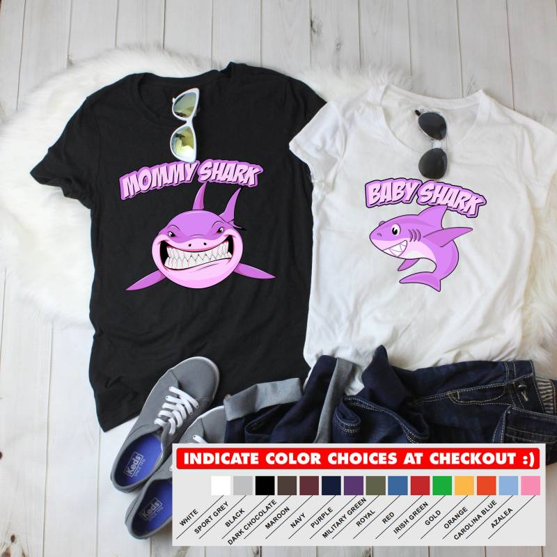 Mutter Tochter Passende Shirts Baby Hai T Mommy T-Shirts Und Geschenke Familie Outfits Mädchen War-002-004 von MADLABSTEES